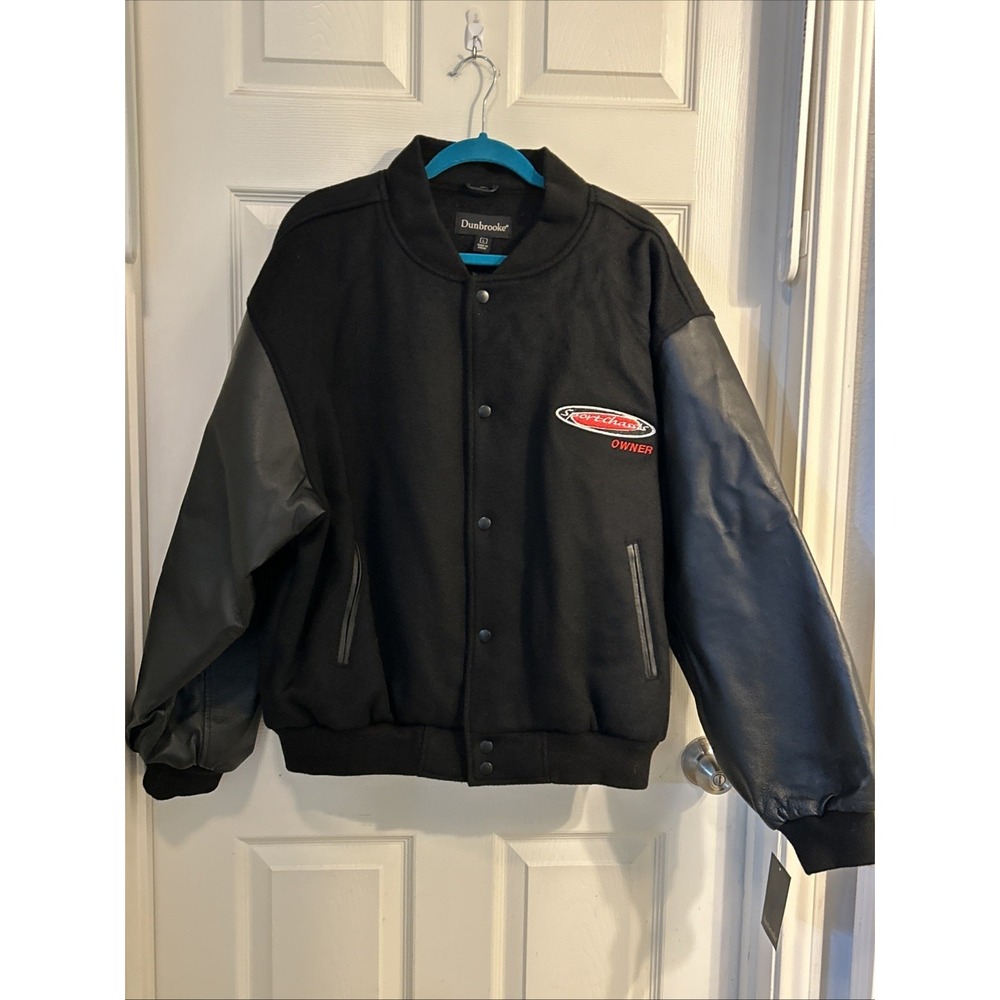 NWT Dunbrooke Wool Leather Varsity Jacket Adult Large Black Sport Chassis